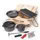 Prospector's Iron Cookware Camping Dutch Oven Set 8 Pieces Wood Box