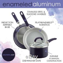 RACHAEL RAY Cookware Set Aluminum Nonstick with Lids, Purple Shimmer (13-Piece)