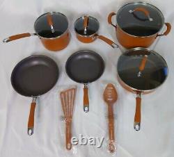 Rachael Ray Cucina Nonstick Cookware Pots and Pans Set, 12 Piece, Pumpkin Orange