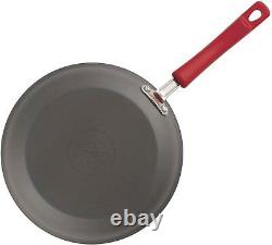 Rachael Ray Hard-Anodized Nonstick 14-Piece Cookware Set, Grey with Red Handles