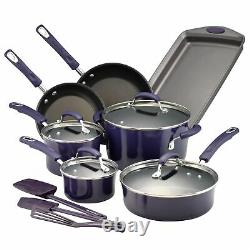 Rachael Ray Purple Gradient 14 Piece Enamel Cookware Set