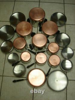 Revere Ware 20 Piece Set 1801 Copper Bottom Stock Pots, Pans & Lids All Euc
