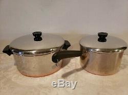 Revere Ware Copper Bottom 10 Piece Cookware Set Skillets, Sauce Pans, #6