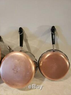 Revere Ware Copper Bottom 10 Piece Cookware Set Skillets, Sauce Pans, #7