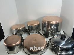 Revere Ware Copper Bottom 8 Piece Set Vintage Pots & Pans Cookware Revereware