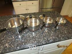 Revere Ware Copper Bottom Cookware Set 11 Piece Pots Skillets Pans & Lids