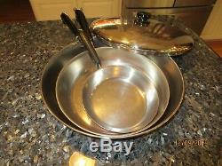 Revere Ware Copper Bottom Cookware Set 11 Piece Pots Skillets Pans & Lids