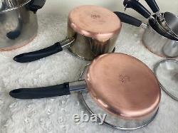 Revere Ware Copper Clad Bottom 11 Piece Set Pots Frying Pans Lids Clinton USA