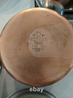 Revere Ware Copper Clad Bottom 12 Piece Set Pots Pans Lids Made In USA
