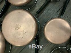 Revere Ware Pre-1968 Copper Clad Bottom 15 Piece Lot Set Pots Pans Skillet Lids