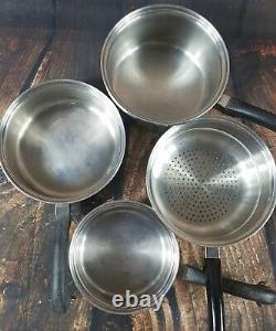 SALADMASTER T304S Stainless Steel 7 Piece Cookware Set 3 Pots 3 Lids Steamer