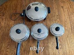 SALADMASTER T304S Stainless Steel Cookware Set 9 Pieces Vintage Vapo Lids