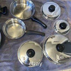 Saladmaster Cookware 9 Piece Set Pots Pans Lids Double Boiler TP304-316 System 7