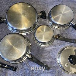 Saladmaster Cookware 9 Piece Set Pots Pans Lids Double Boiler TP304-316 System 7