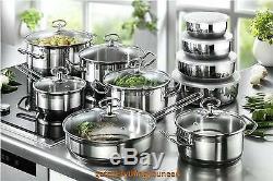 Satin Stripes Home Cookware Set Saucepan Sets Pots and Pans Induction 20 Piece