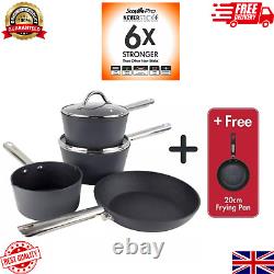 Scoville Pro 4 Piece + Free Frying Pan Cookware Set Neverstick+ 6X Stronger