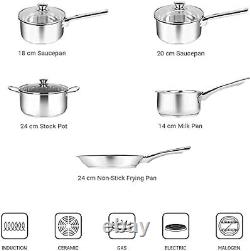 Set of 5 Cookware Pan Set Stainless Steel Kitchen set of 5 piece 18cm & 20cm