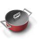 Smeg Cookware 3 Piece Non-stick Cookware Set Red