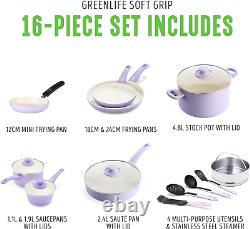 Soft Grip Healthy Ceramic Nonstick 16 Piece Kitchen Cookware Pots and Pans Set