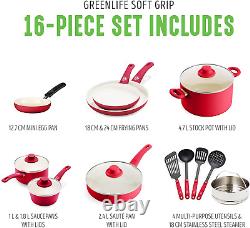 Soft Grip Non-Stick 16 Piece Cookware Pots and Pans Set, PFAS Free, Diswasher Sa