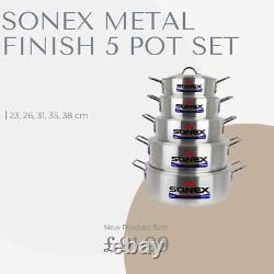 Sonex 5 Piece Fish Pot Set 23, 26, 31, 35, 38 cm Metal Finish Cookware Pot