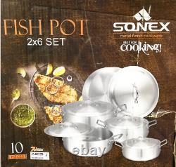 Sonex 5 Piece Fish Pot Set 23, 26, 31, 35, 38 cm Metal Finish Cookware Pot