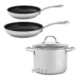 Stainless Steel Cookware Set 18 Pieces with Double Riveted Handles for Strength