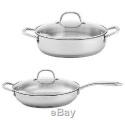 Stainless Steel Cookware Set 18 Pieces with Double Riveted Handles for Strength