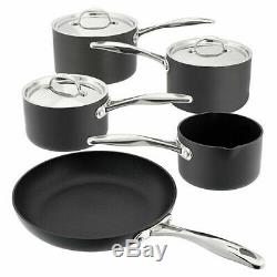 Stellar 6000 5 Piece Hard Anodised Non Stick Pan Set with Lids, Induction Cookware