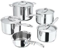 Stellar 7000 5 Piece Pan Set-Stainless Steel- Casserole Suitable for Aga Rayburn