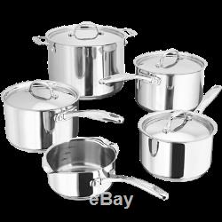 Stellar 7000 S7F4 5 Piece Stainless Steel Saucepan set with Stockpot, Induction