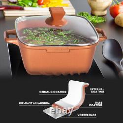 Stock pot with Lid 4 Pcs Aluminium Non-Stick Stockpot Set Cookware Cooking Pan