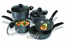 Stoneline Cookware Black Set 8 Pieces Aluminum Stewing Pan/ Fry Pan /Cooking Pot