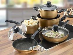 Stoneline Cookware Set Gold 8 Pieces Aluminum Stewing Pan /Saucepan /Cooking Pot
