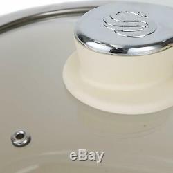 Swan 5 Piece Cookware Set Non Stick Glass Lid Aluminium Induction Safe Cream New