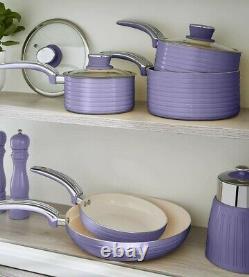 Swan Retro 5 Piece Pan Set Purple. Vintage Kitchen Cookware. 2 Year Guarantee
