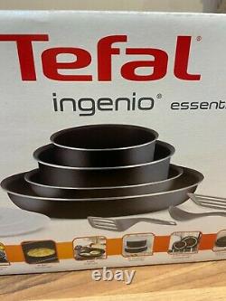 TEFAL Ingenio Essential 10-Piece Cookware Pan Saucepan Set Black NEW RRP £110