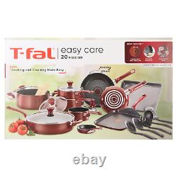 T-Fal Easy Care 20-Piece Nonstick Cookware Set, Thermospot Red Brand New