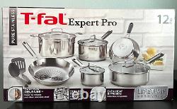 T-Fal Expert Pro 12 Piece Pure Stainless Steel Cookware Set E769SC74 Brand NEW