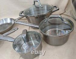 T-Fal Ultimate 8 Piece Cookware Set Stainless Steel USED