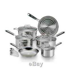 T-fal Cookware Set Modern Durable Oven Safe Nonstick Stainless Steel 14-Piece