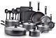 T-fal Easy Care 20-piece Nonstick Cookware Set, Thermospot, Grey, New