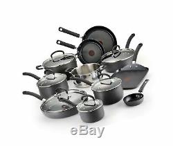 T-fal Hard Anodized Cookware Set, Nonstick Pots and Pans Set, 17 Piece, Therm