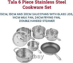 Tala Professional 6 Piece Cookware Set Saucepan 18/10 Stainless Steel 10A14337