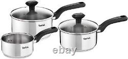 Tefal Delight Non-Stick 5 & 3 pcs Frying Pan Saucepan Cookware Set, Silver