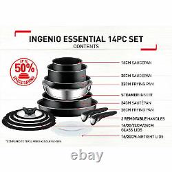 Tefal INGENIO Essential Non-Stick Pots & Frypan 14 Piece Cookware Set Black