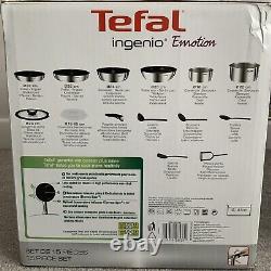 Tefal Ingenio Stainless Steel 15 Piece Emotion Pots Pans Cookware Set Induction
