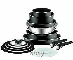Tefal Non-stick 14 Piece INGENIO Essential Pots & Frypan Cookware Set Black