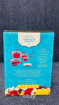 The Pioneer Woman Frontier Speckle 10-Piece Cookware Set, Red