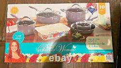 The Pioneer Woman Frontier Speckle With Melody 10-Piece Cookware Set withBaker NEW